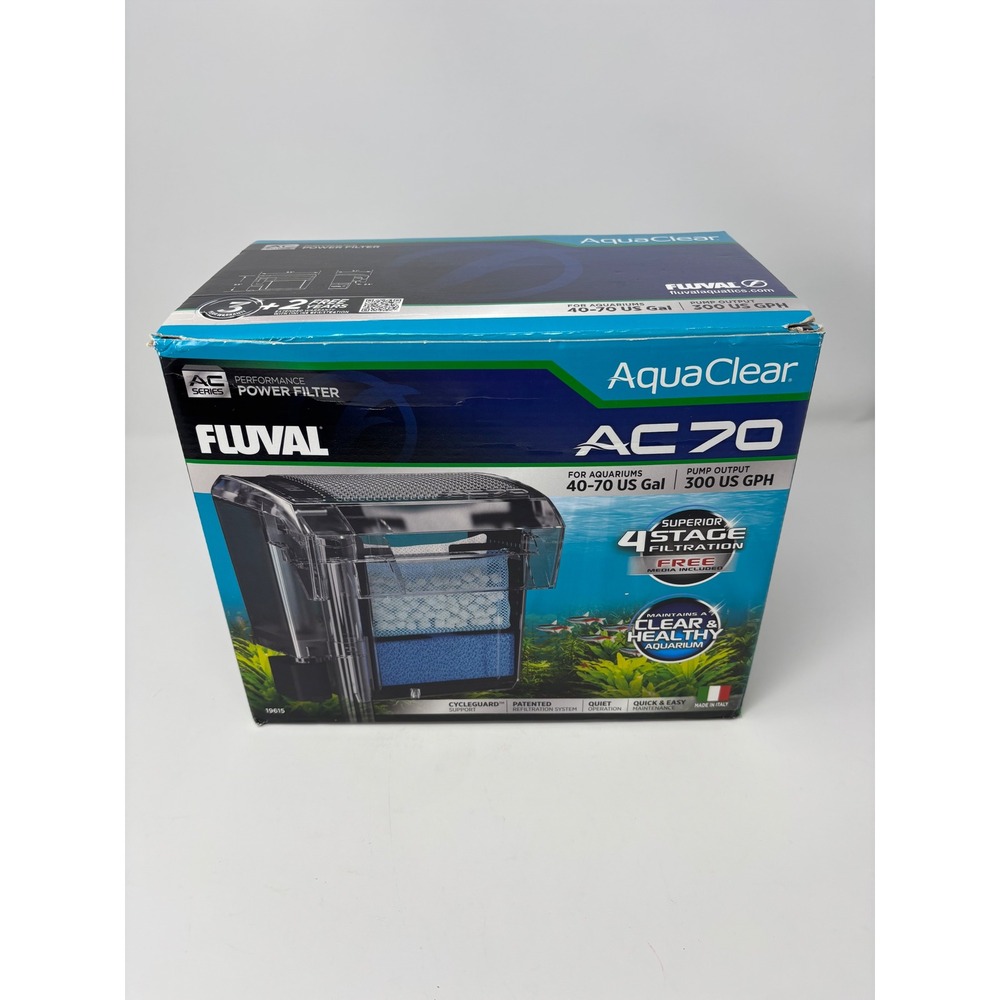Fluval AquaClear AC70 Power Filter for 40-70 Gallon Aquariums 300 GPH 19615